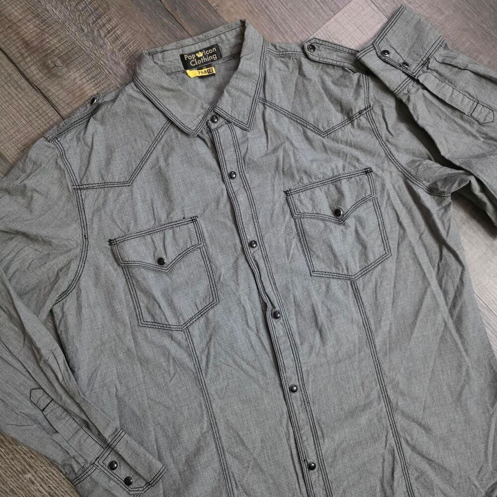 POP Icon Men's Grey Button up shirt size xl